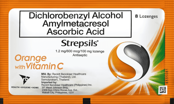 Strepsils® Orange with Vitamin C 8s Lozenges